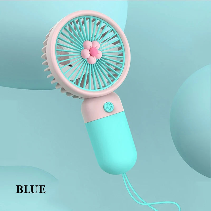 1PC Summer Mini Fan Portable Handheld Cute USB Rechargeable Electric Fan Pocket Desktop Fan for Student Outdoor Camping Travel