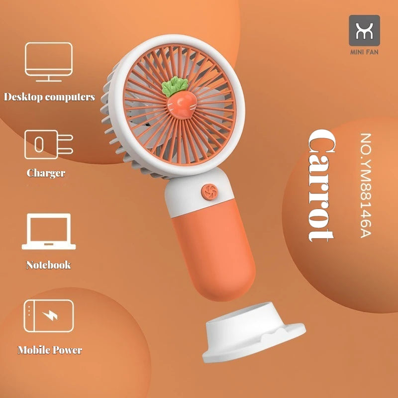 1PC Summer Mini Fan Portable Handheld Cute USB Rechargeable Electric Fan Pocket Desktop Fan for Student Outdoor Camping Travel
