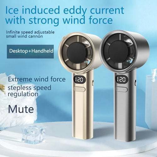 Portable Turbo Handheld Fan, High Speed USB Rechargeable Mini Bladeless Personal Fan for Travel