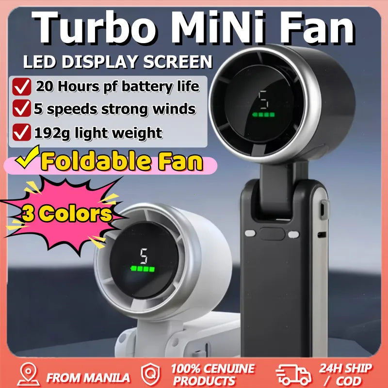 Handheld Fan 3-in-1 ,5-speedFoldable Digital Display USB Rechargeable Portable Silent Mini Desktop Fan For Home Office Travel