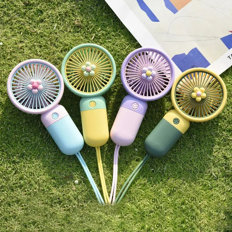 1PC Summer Mini Fan Portable Handheld Cute USB Rechargeable Electric Fan Pocket Desktop Fan for Student Outdoor Camping Travel