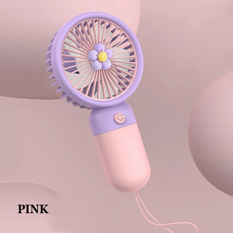 1PC Summer Mini Fan Portable Handheld Cute USB Rechargeable Electric Fan Pocket Desktop Fan for Student Outdoor Camping Travel
