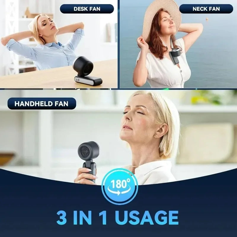 Handheld Fan 3-in-1 ,5-speedFoldable Digital Display USB Rechargeable Portable Silent Mini Desktop Fan For Home Office Travel