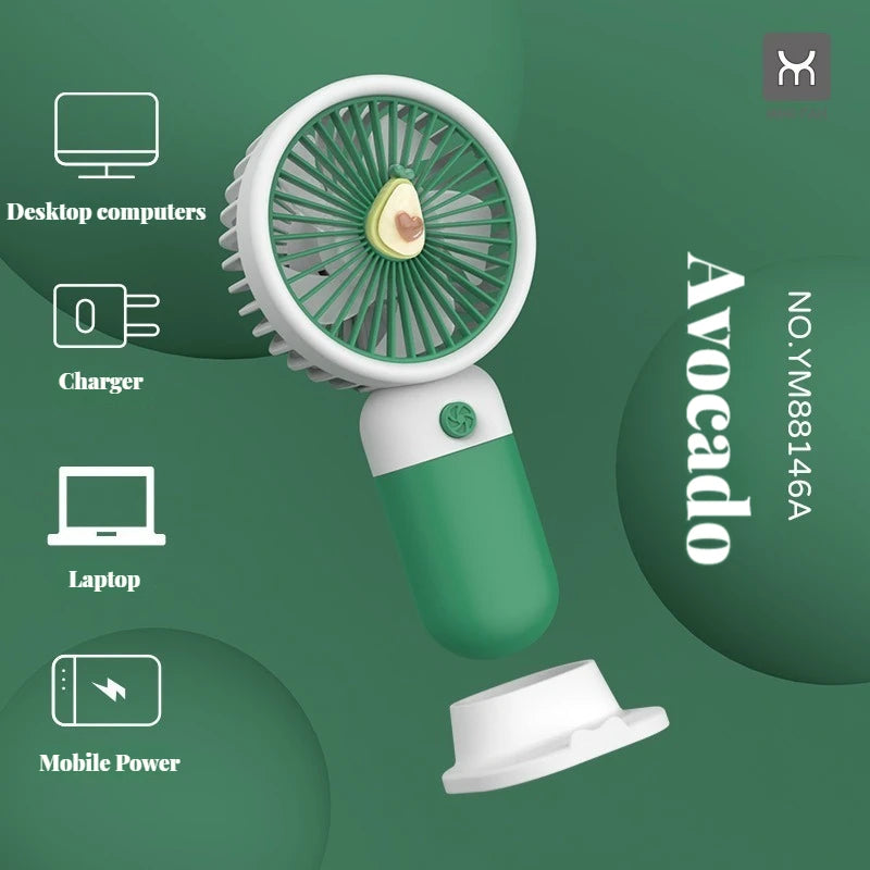 1PC Summer Mini Fan Portable Handheld Cute USB Rechargeable Electric Fan Pocket Desktop Fan for Student Outdoor Camping Travel