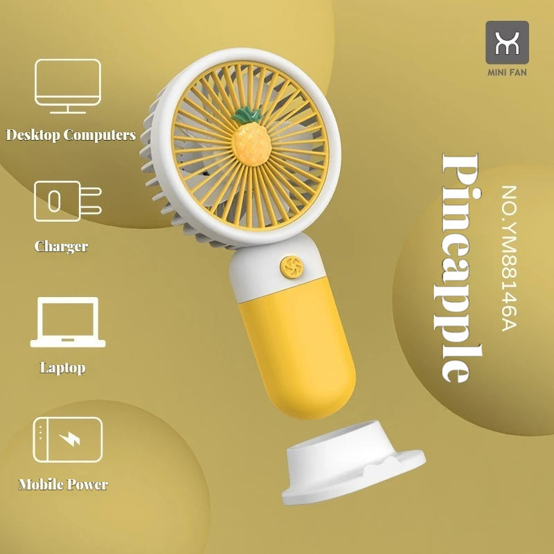 1PC Summer Mini Fan Portable Handheld Cute USB Rechargeable Electric Fan Pocket Desktop Fan for Student Outdoor Camping Travel